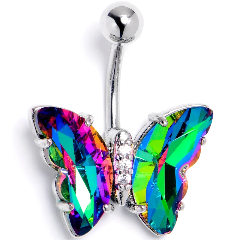 Unique Belly Rings for Bold Fashion Statements -Vitrail Clear CZ Gem Simply Colorful Butterfly Belly Ring Unique Belly Rings for Bold Fashion Statements -Vitrail Clear CZ Gem Simply Colorful Butterfly Belly Ring