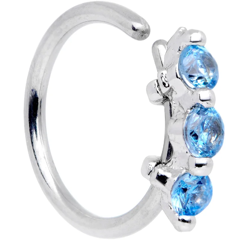 Women's Earrings – Elegant Designs for Every Personality--20 Gauge 5/16 Blue CZ Gem Sequence Shine Seamless Circular Ring Women's Earrings – Elegant Designs for Every Personality--20 Gauge 5/16 Blue CZ Gem Sequence Shine Seamless Circular Ring