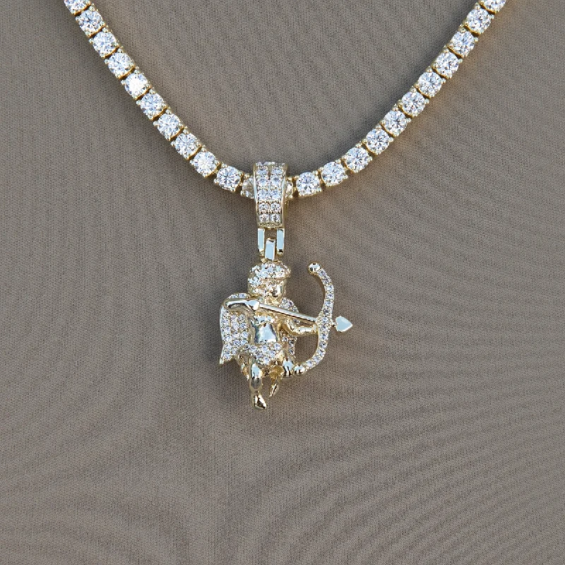 Shop Classic Women's Necklaces & Pendants with a Modern Twist-Micro Iced Cupid Pendant Shop Classic Women's Necklaces & Pendants with a Modern Twist-Micro Iced Cupid Pendant
