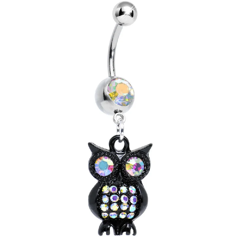 Stunning Belly Rings with Classic Design -Aurora Gem Dark and Clever Evening Owl Dangle Belly Ring Stunning Belly Rings with Classic Design -Aurora Gem Dark and Clever Evening Owl Dangle Belly Ring