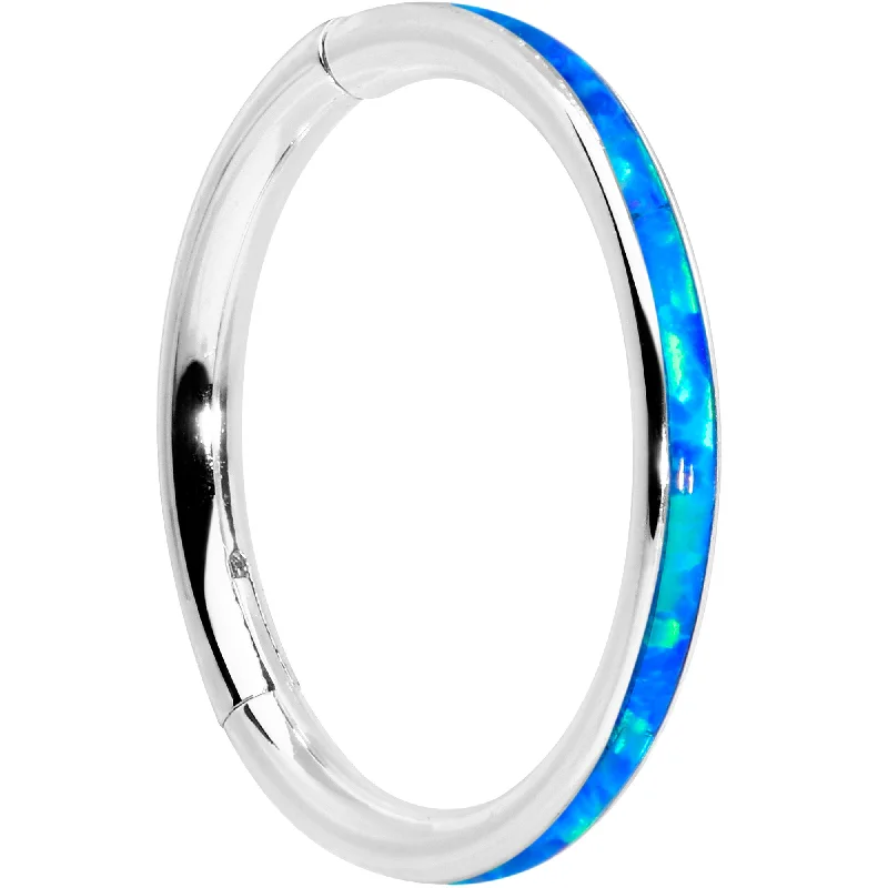 Women's Earrings – Elegant Designs for Every Personality--16 Gauge 3/8 Blue Synthetic Opal Forward Facing Hinged Segment Ring Women's Earrings – Elegant Designs for Every Personality--16 Gauge 3/8 Blue Synthetic Opal Forward Facing Hinged Segment Ring
