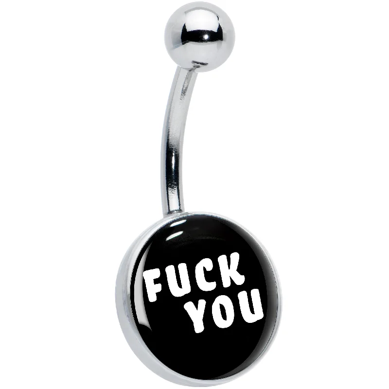 Comfortable Belly Rings for Fashion Forward -F*ck You Black White Belly Ring