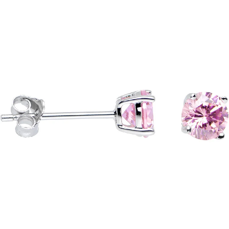 Women's Earrings – Elegant Designs for Every Personality--925 Silver Pink 5mm Cubic Zirconia Radiant Round Stud Earrings Women's Earrings – Elegant Designs for Every Personality--925 Silver Pink 5mm Cubic Zirconia Radiant Round Stud Earrings