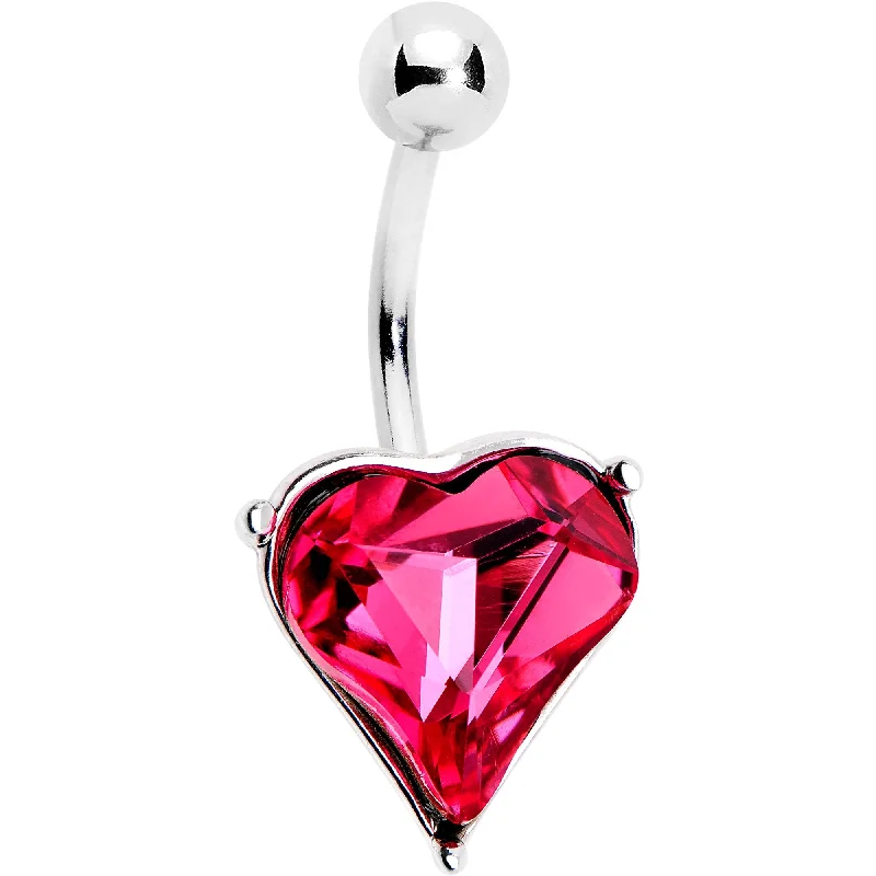 Belly Rings for Special Occasions -Red Gem Huge Heart Belly Ring