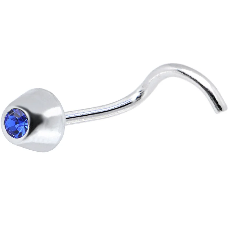 Elegant Nose Rings with Bold Details -925 Silver Sapphire Cone Nose Ring Created with Crystals