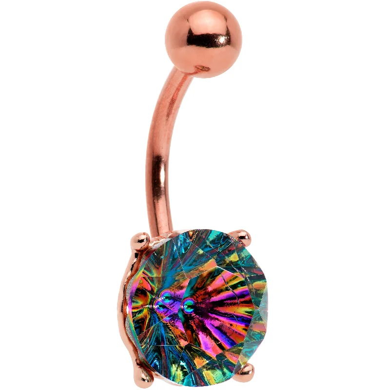 Comfortable Belly Rings with Stylish Detailing -Vitrail Gem Rose Gold Tone Simply Elegant Style Belly Ring Comfortable Belly Rings with Stylish Detailing -Vitrail Gem Rose Gold Tone Simply Elegant Style Belly Ring