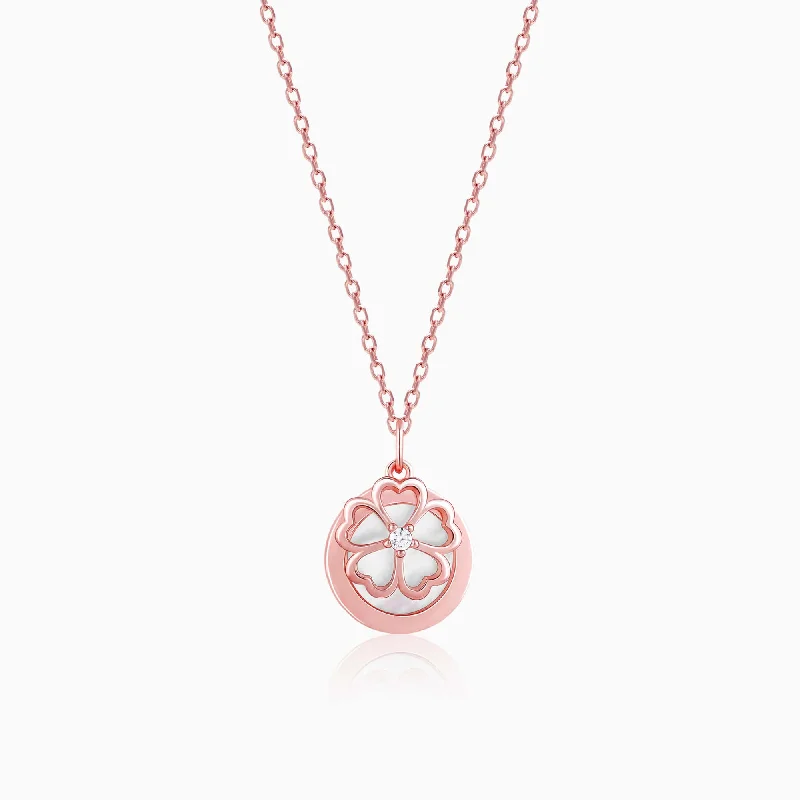Shop Classic Women's Necklaces & Pendants with a Modern Twist-Rose Gold Pea Flower Pendant with Link Chain Shop Classic Women's Necklaces & Pendants with a Modern Twist-Rose Gold Pea Flower Pendant with Link Chain