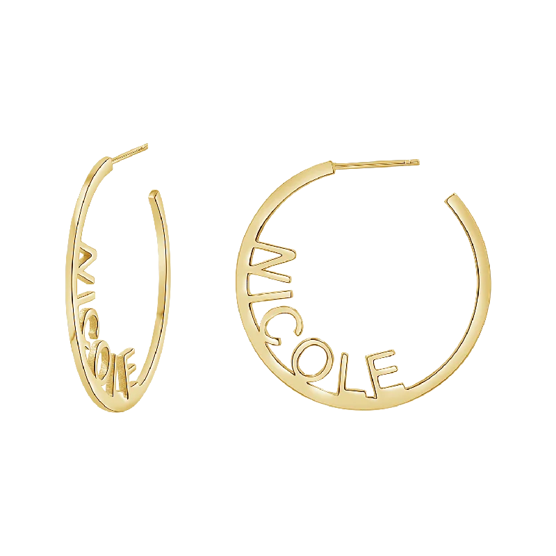 Women's Earrings – Elegant Designs for Every Personality--Small Block Name Hoops