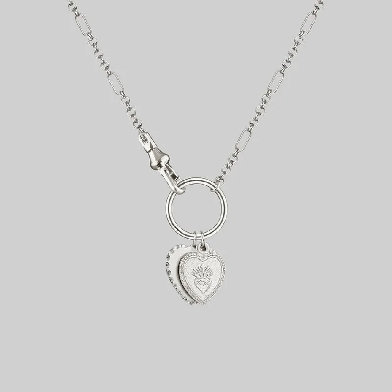 Shop Classic Women's  Necklaces & Pendants with a Modern Twist-VALENTINA. Multi Heart Charm Clasp Necklace - Silver