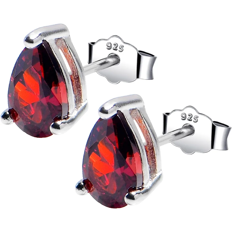 Women's Earrings – Elegant Designs for Every Personality--5mm CZ  Pear 925 Sterling Silver January Birthstone Stud Earrings