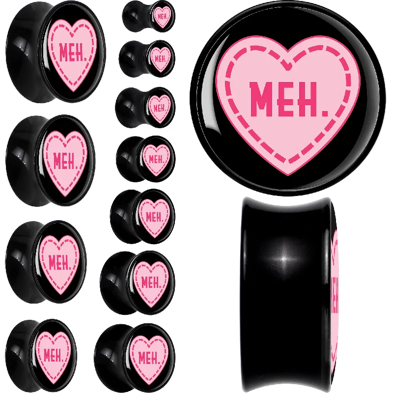 Women's Earrings – Elegant Designs for Every Personality--MEH Heart Black Acrylic Saddle Plug Set Women's Earrings – Elegant Designs for Every Personality--MEH Heart Black Acrylic Saddle Plug Set