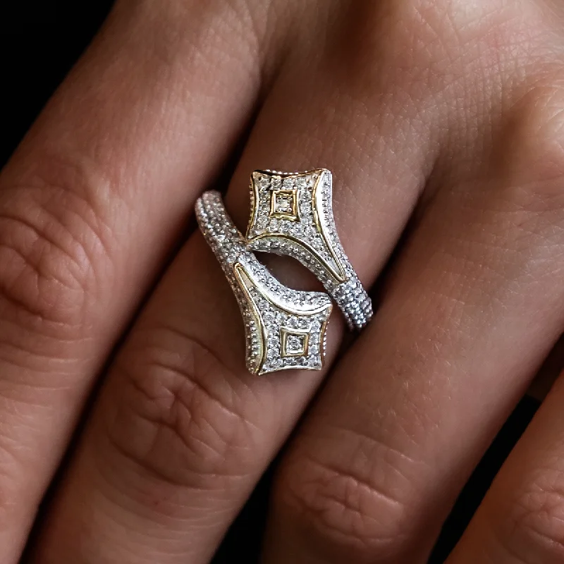 Chic Women's Rings for Fashion-Forward Looks-Pave Star Wrap Ring in White Gold Vermeil Chic Women's Rings for Fashion-Forward Looks-Pave Star Wrap Ring in White Gold Vermeil
