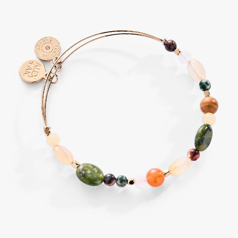 Elegant Silver Bangles for Women-Nugget Semi-Precious Beaded Bangle
