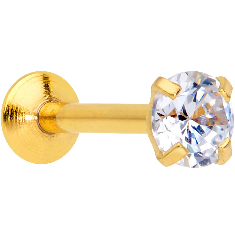 Bold Lip Rings for Confident Fashionistas18 Gauge 1/4 CZ Gem Gold PVD 3mm Threadless Push In Labret Tragus Bold Lip Rings for Confident Fashionistas18 Gauge 1/4 CZ Gem Gold PVD 3mm Threadless Push In Labret Tragus
