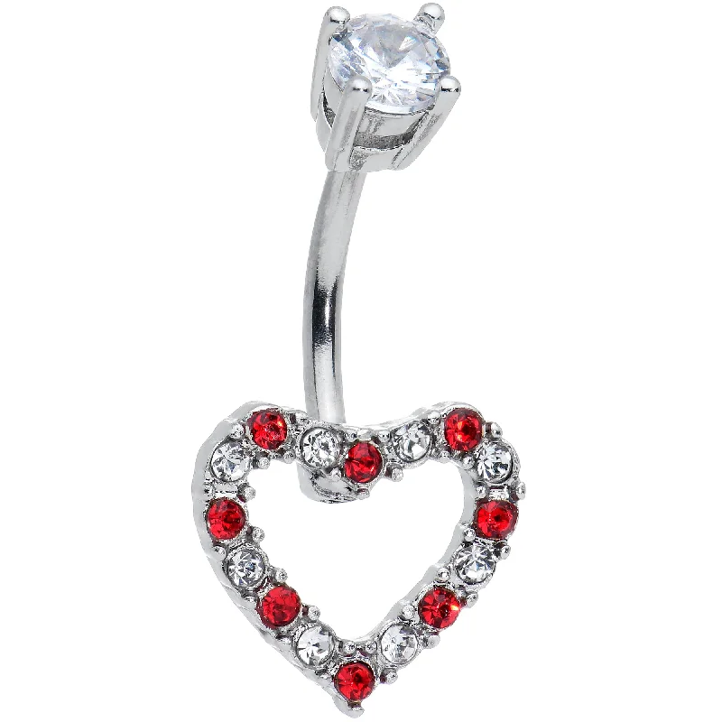Comfortable Belly Rings with Unique Touch -Clear Red Gem Hollow Heart Valentines Day Belly Ring Comfortable Belly Rings with Unique Touch -Clear Red Gem Hollow Heart Valentines Day Belly Ring