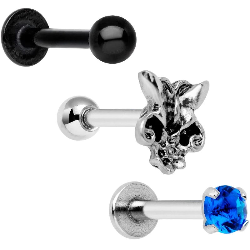 Custom Lip Rings for Exclusive Look16 Gauge 1/4 Blue Gem Spring Black Cartilage Tragus Earring Set of 3 Custom Lip Rings for Exclusive Look16 Gauge 1/4 Blue Gem Spring Black Cartilage Tragus Earring Set of 3