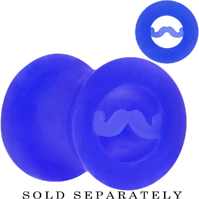 Women's Earrings – Elegant Designs for Every Personality--0 Gauge Blue Silicone Dapper Mustache Tunnel Plug Women's Earrings – Elegant Designs for Every Personality--0 Gauge Blue Silicone Dapper Mustache Tunnel Plug