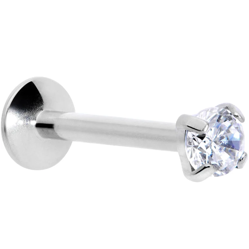 Women's Earrings – Elegant Designs for Every Personality--16 Gauge 3/8 3mm Clear CZ Gem G23 Titanium Internally Threaded Labret