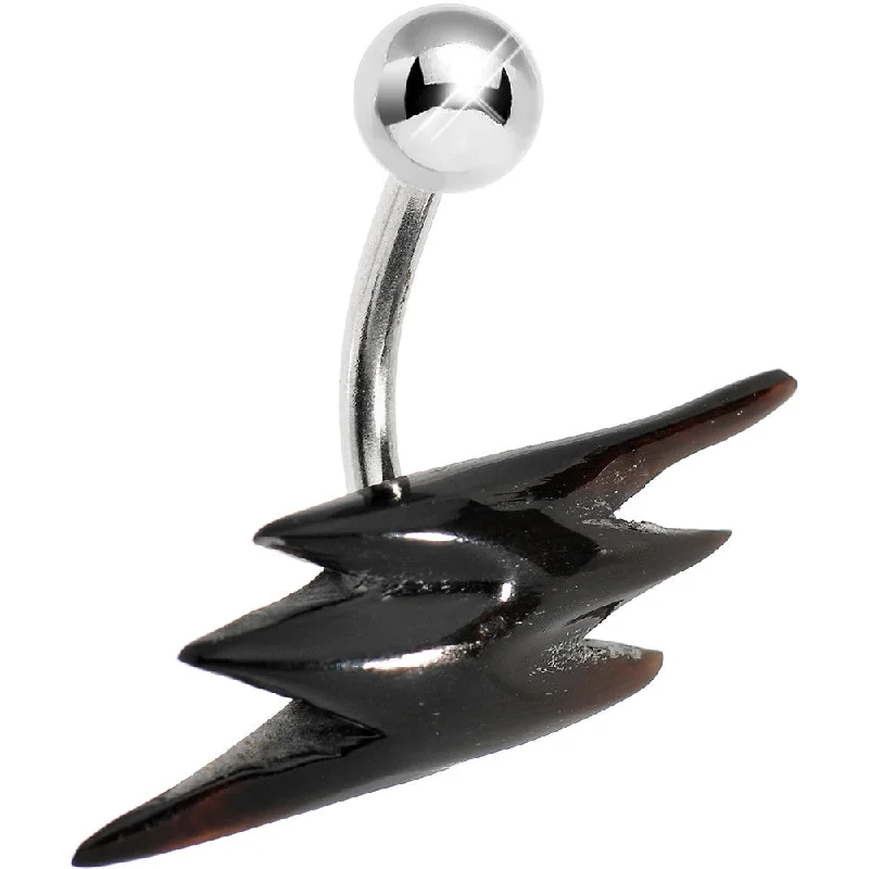 Designer Belly Rings for Trendy Women -Black Lightning Bolt Belly Ring
