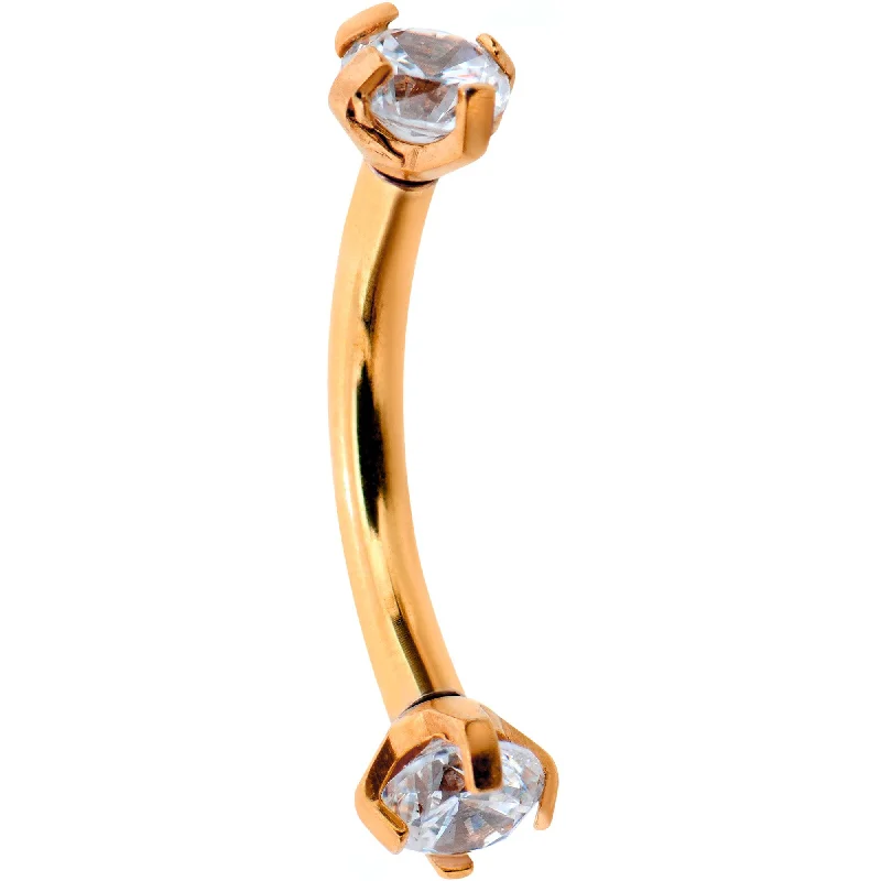 Women's Earrings – Elegant Designs for Every Personality--16 Gauge 5/16 Clear Gem Rose Gold PVD Bling Bling Curved Eyebrow Ring Women's Earrings – Elegant Designs for Every Personality--16 Gauge 5/16 Clear Gem Rose Gold PVD Bling Bling Curved Eyebrow Ring