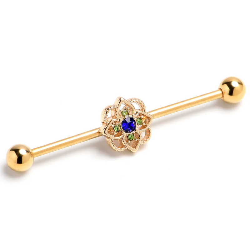 Women's Earrings – Elegant Designs for Every Personality--14 Gauge Blue Gem Gold Tone Celtic Style Industrial Barbell 38mm Women's Earrings – Elegant Designs for Every Personality--14 Gauge Blue Gem Gold Tone Celtic Style Industrial Barbell 38mm