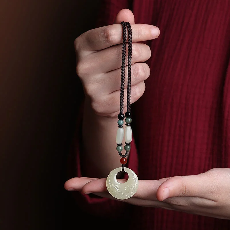 Shop Classic Women's Necklaces & Pendants with a Modern Twist-Buddha Stones White Jade Double Koi Fish Carved Prosperity Success Necklace Pendant Shop Classic Women's Necklaces & Pendants with a Modern Twist-Buddha Stones White Jade Double Koi Fish Carved Prosperity Success Necklace Pendant