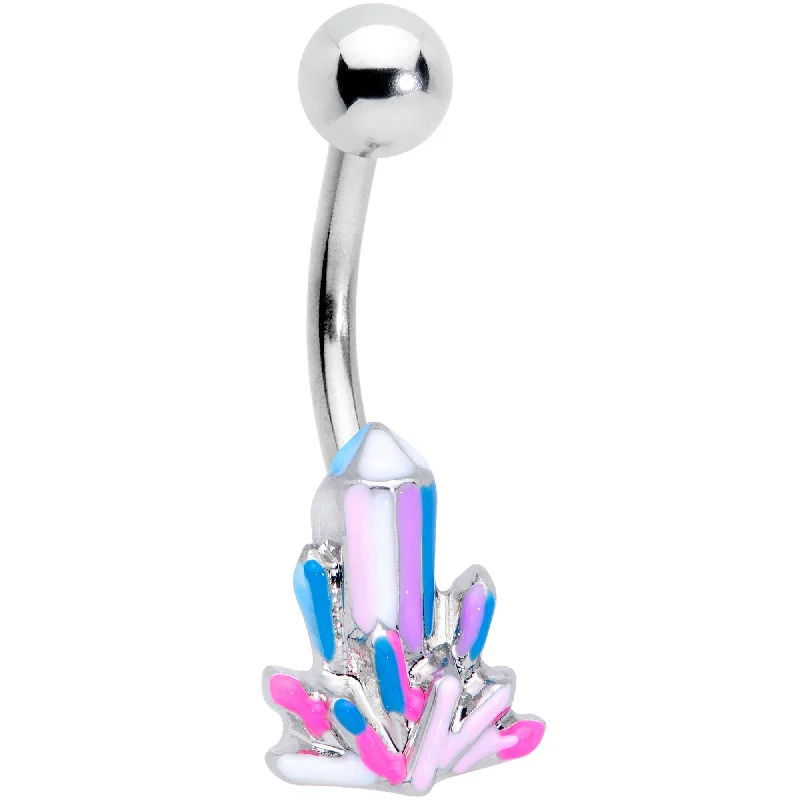 Stunning Belly Rings for Glamorous Fashion -Pink White Geology Belly Ring