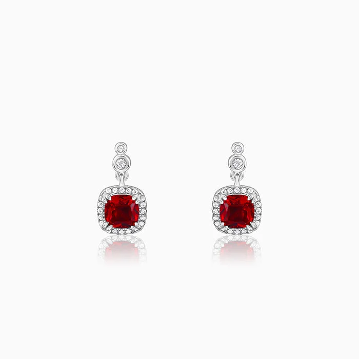 Women's Earrings – Elegant Designs for Every Personality--Silver Ruby Red Halo Earrings Women's Earrings – Elegant Designs for Every Personality--Silver Ruby Red Halo Earrings