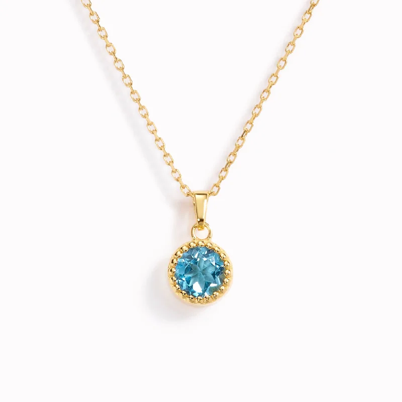 Shop Classic Women's Necklaces & Pendants with a Modern Twist-March Birthstone Necklace - Swiss Blue Topaz Shop Classic Women's Necklaces & Pendants with a Modern Twist-March Birthstone Necklace - Swiss Blue Topaz