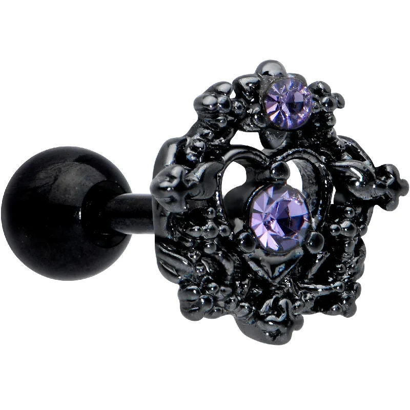 Women's Earrings – Elegant Designs for Every Personality--16 Gauge 1/4 Purple Gem Regal Black Crown Heart Cartilage Tragus Women's Earrings – Elegant Designs for Every Personality--16 Gauge 1/4 Purple Gem Regal Black Crown Heart Cartilage Tragus