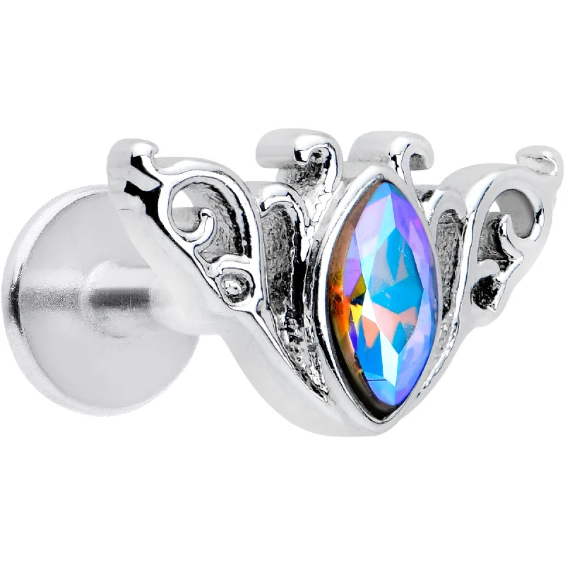 Women's Earrings – Elegant Designs for Every Personality--16 Gauge 1/4 Aurora Gem Deco Waves Labret