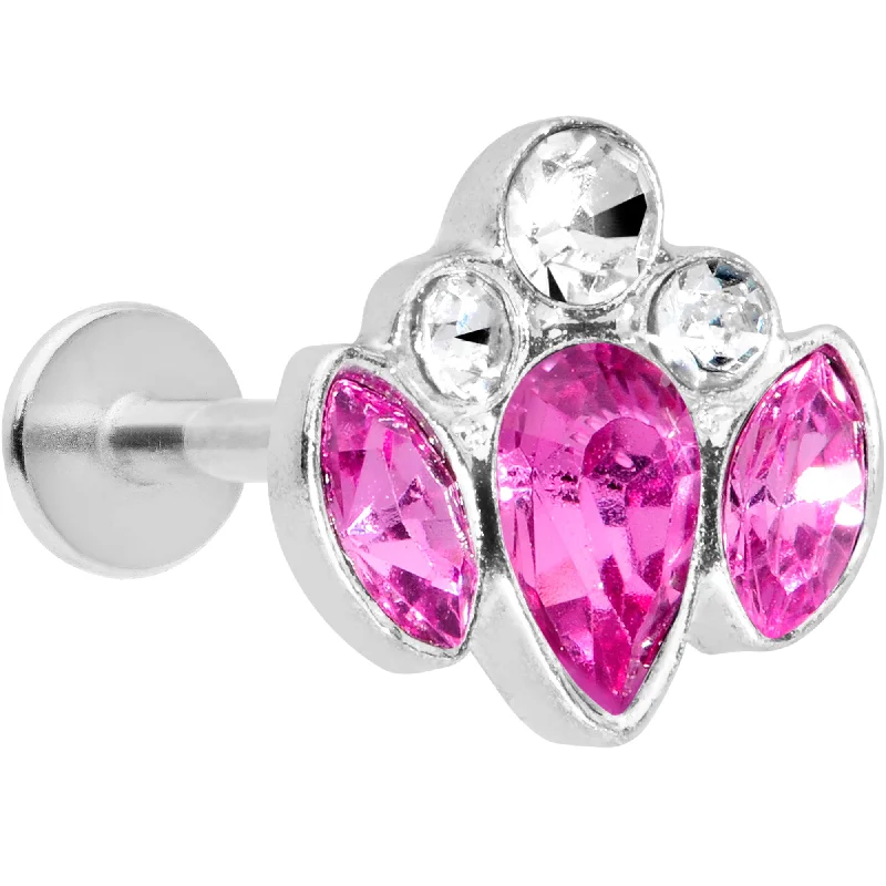 Comfortable Lip Rings with High-Quality Finish16 Gauge 5/16 Clear Purple Gem Cluster Labret Monroe Tragus