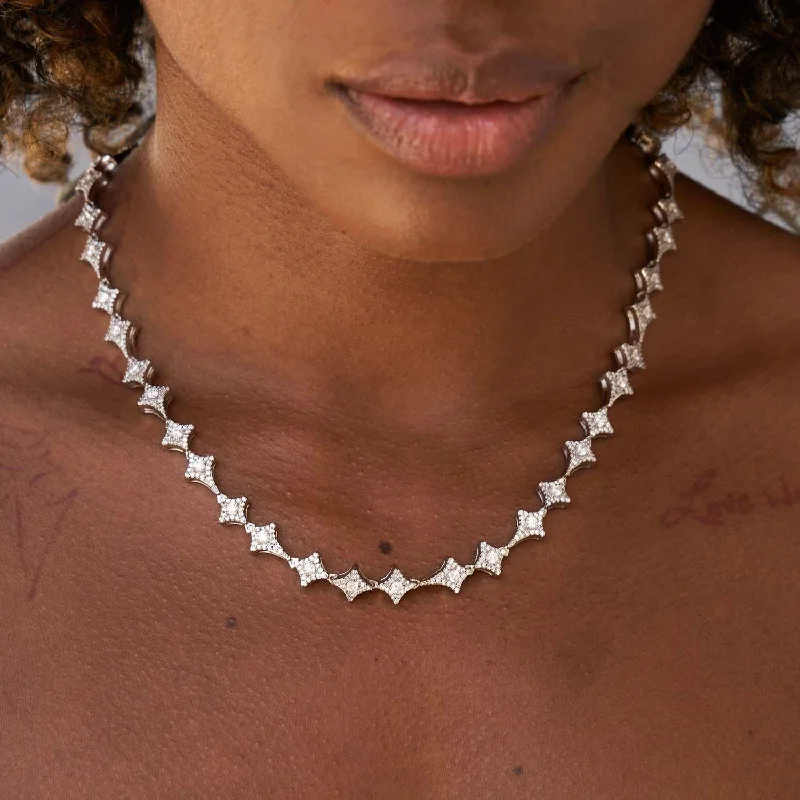 Shop Classic Women's Necklaces & Pendants with a Modern Twist-GLD Star Link Necklace in White Gold Shop Classic Women's Necklaces & Pendants with a Modern Twist-GLD Star Link Necklace in White Gold