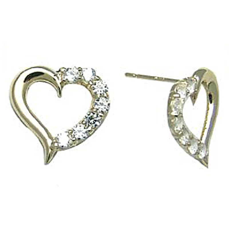 Women's Earrings – Elegant Designs for Every Personality--14kt Yellow Gold CZ Hollow Heart Stud Earrings 12mm Women's Earrings – Elegant Designs for Every Personality--14kt Yellow Gold CZ Hollow Heart Stud Earrings 12mm