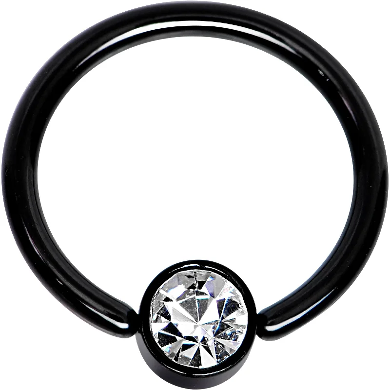 Stylish Lip Rings for Pierced Lips16 Gauge 3/8 Clear Gem 4mm Disc Black IP BCR Captive Ring Stylish Lip Rings for Pierced Lips16 Gauge 3/8 Clear Gem 4mm Disc Black IP BCR Captive Ring