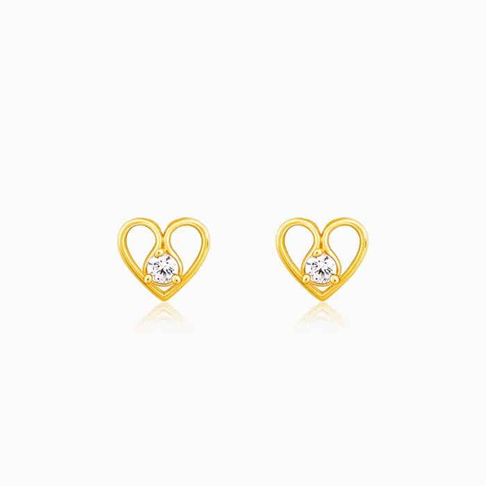 Women's Earrings – Elegant Designs for Every Personality--Golden Zircon Studded Heart Earrings