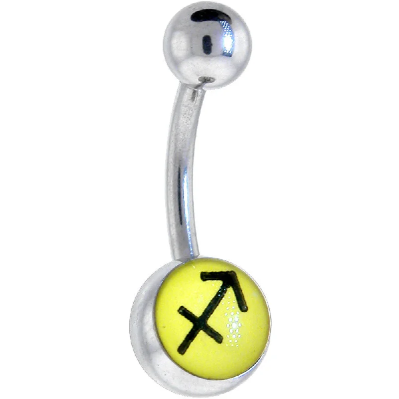 Designer Belly Rings with Unique Details -ZODIAC Sagittarius Logo Belly Button Ring