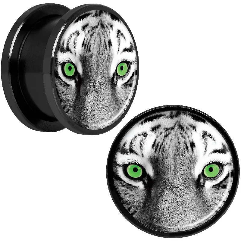 Women's Earrings – Elegant Designs for Every Personality--Black White Tiger Eyes Black Anodized Screw Fit Plug Set 5/8 Women's Earrings – Elegant Designs for Every Personality--Black White Tiger Eyes Black Anodized Screw Fit Plug Set 5/8