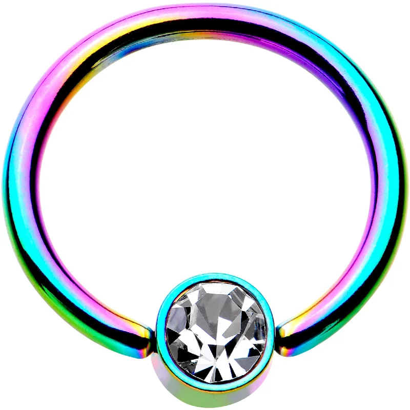 Elegant Lip Rings for Professional Style16 Gauge 3/8 Clear Gem 4mm Disc Rainbow IP BCR Captive Ring Elegant Lip Rings for Professional Style16 Gauge 3/8 Clear Gem 4mm Disc Rainbow IP BCR Captive Ring