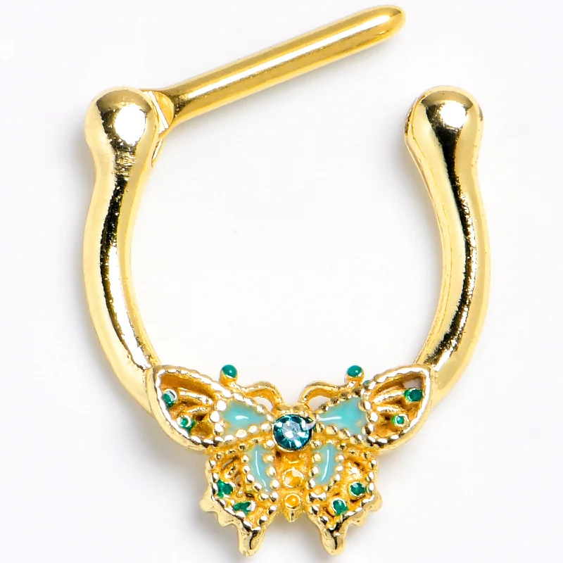 Women's Earrings – Elegant Designs for Every Personality--16 Gauge 5/16 Blue Gem Gold Tone Rococo Butterfly Cartilage Clicker Women's Earrings – Elegant Designs for Every Personality--16 Gauge 5/16 Blue Gem Gold Tone Rococo Butterfly Cartilage Clicker
