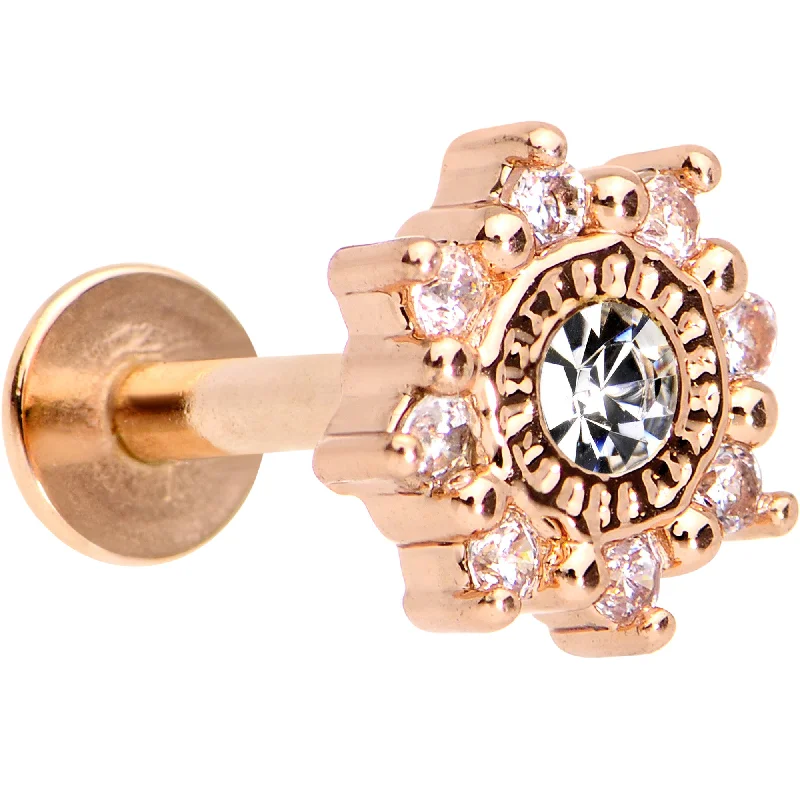 Women's Earrings – Elegant Designs for Every Personality--1/4 Clear CZ Rose Gold Tone Starflake Cartilage Tragus Earring Women's Earrings – Elegant Designs for Every Personality--1/4 Clear CZ Rose Gold Tone Starflake Cartilage Tragus Earring
