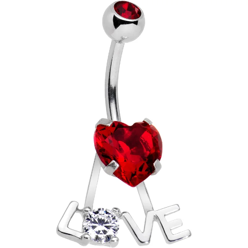 Stunning Belly Rings with Colorful Stones -Clear Red CZ Gem Love is in the Air Dangle Belly Ring Stunning Belly Rings with Colorful Stones -Clear Red CZ Gem Love is in the Air Dangle Belly Ring