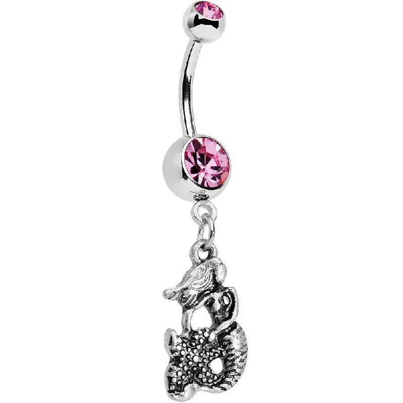 Belly Rings with Elegant Detailing for Fashionistas -Pink Gem Miss Mermaid and Mr Starfish Dangle Belly Ring Belly Rings with Elegant Detailing for Fashionistas -Pink Gem Miss Mermaid and Mr Starfish Dangle Belly Ring