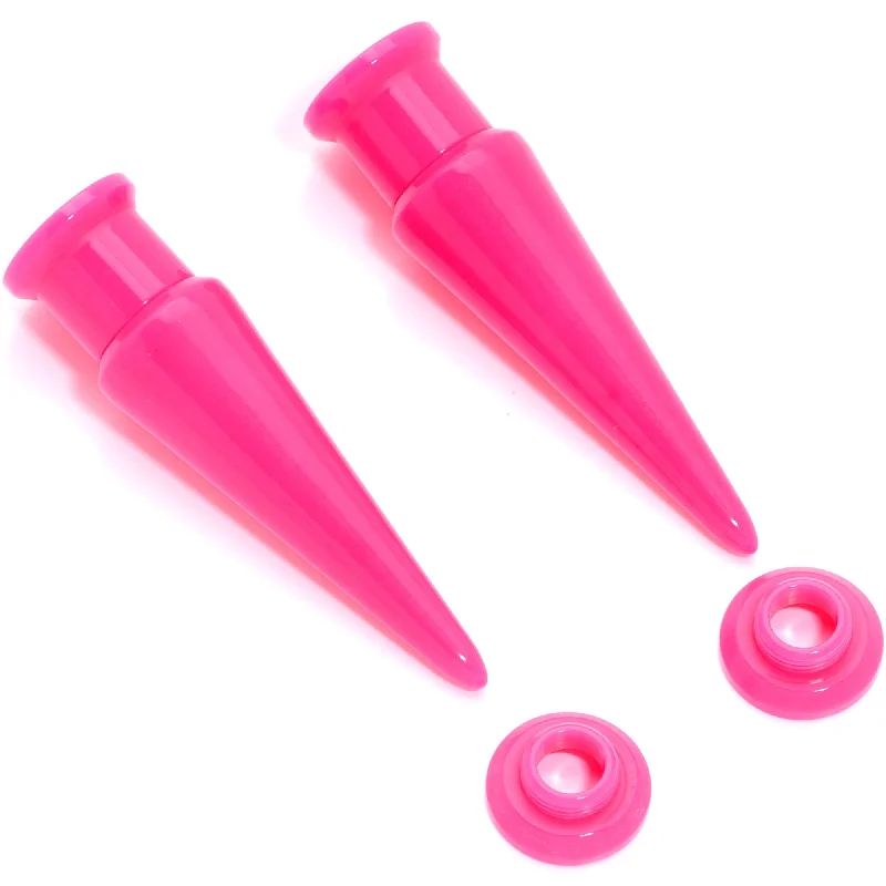 Women's Earrings – Elegant Designs for Every Personality--Hot Pink 2 in 1 Interchangeable Screw Fit Plug and Taper Set Women's Earrings – Elegant Designs for Every Personality--Hot Pink 2 in 1 Interchangeable Screw Fit Plug and Taper Set