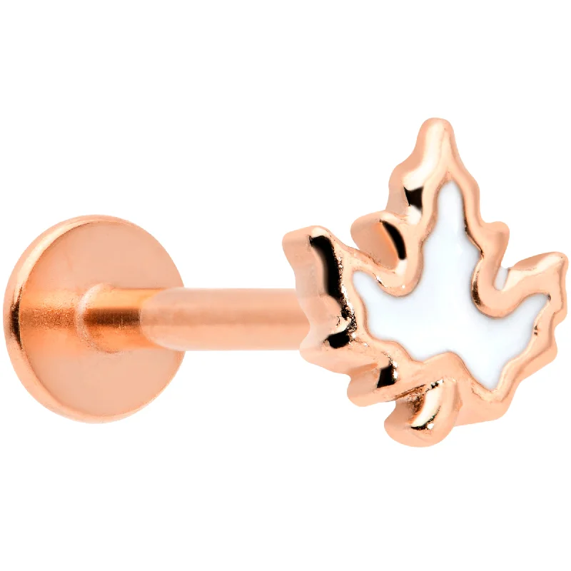 Lip Rings with Simple, Elegant Finish16 Gauge 5/16 Rose Gold Tone Fall White Maple Leaf Labret Tragus