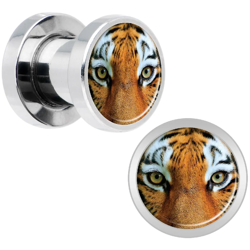 Women's Earrings – Elegant Designs for Every Personality--Full Color Tiger Eyes Steel Screw Fit Plug Set 2 Gauge Women's Earrings – Elegant Designs for Every Personality--Full Color Tiger Eyes Steel Screw Fit Plug Set 2 Gauge