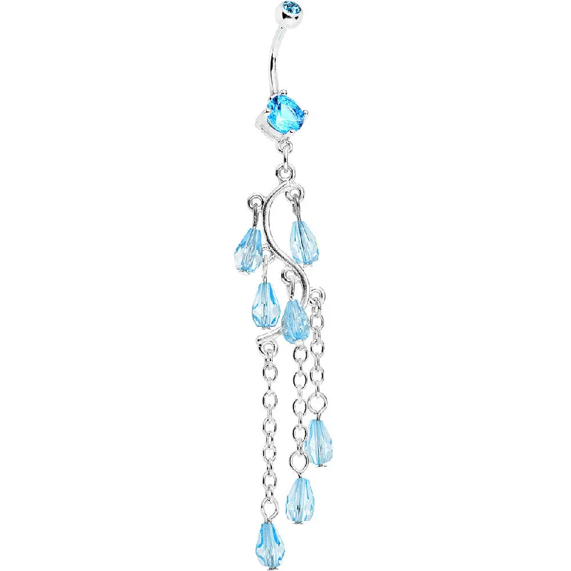 Belly Rings with Shiny Finishes for Unique Look -Aqua Gem Prepare To Stare Sleek Curves Dangle Belly Ring Belly Rings with Shiny Finishes for Unique Look -Aqua Gem Prepare To Stare Sleek Curves Dangle Belly Ring