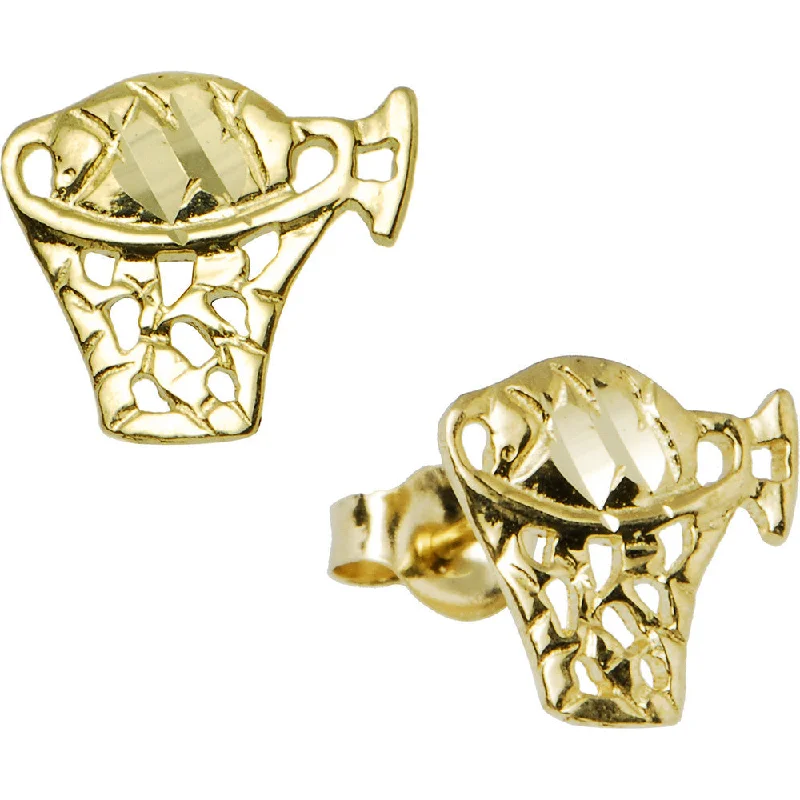 Women's Earrings – Elegant Designs for Every Personality--14kt Yellow Gold Hoop Basketball Stud Earrings Women's Earrings – Elegant Designs for Every Personality--14kt Yellow Gold Hoop Basketball Stud Earrings
