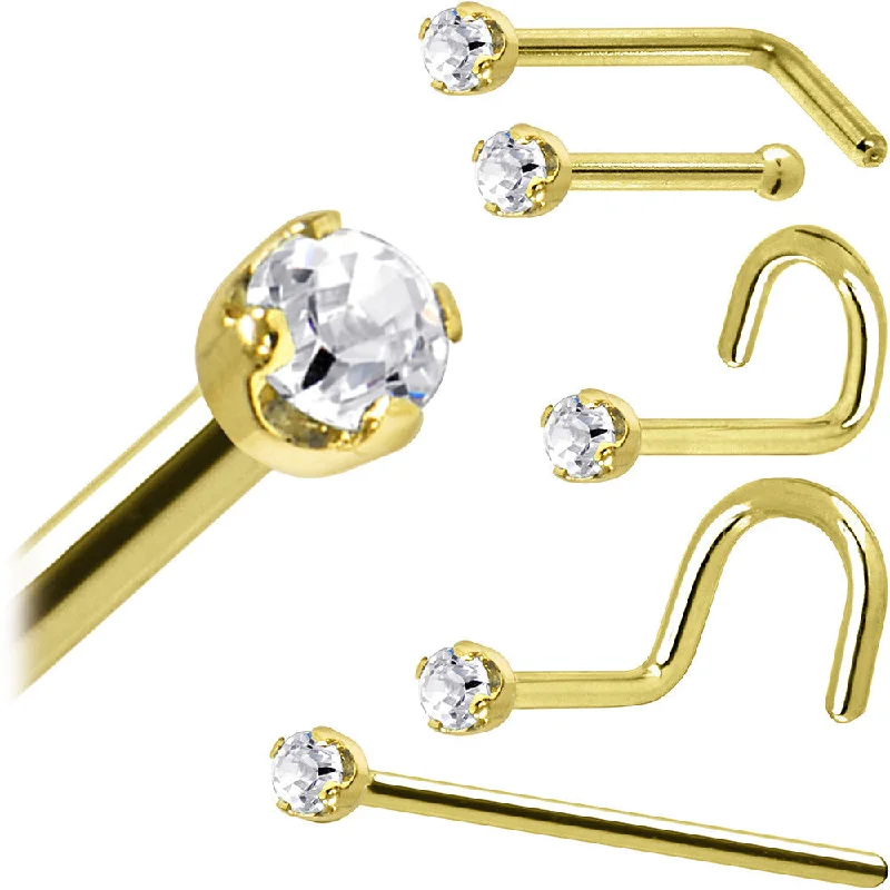 Silver Nose Rings for Every Look -Solid 18KT Yellow Gold (April) 1.5mm Genuine Diamond Nose Ring Silver Nose Rings for Every Look -Solid 18KT Yellow Gold (April) 1.5mm Genuine Diamond Nose Ring