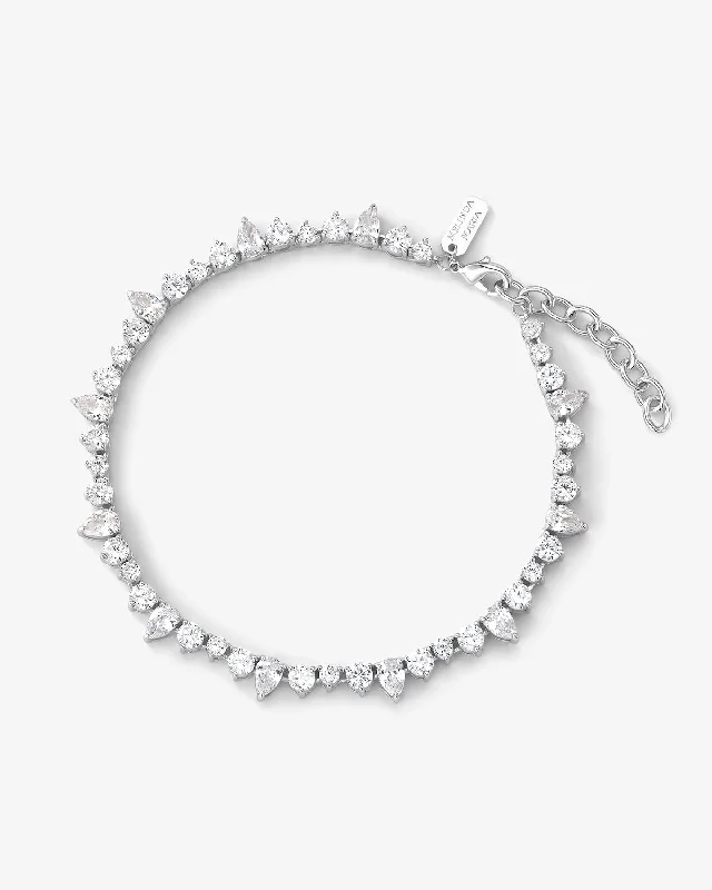Trendy Anklets with a Contemporary Twist-Dynasty Anklet - Silver|White Diamondettes